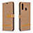 Leather Case Stands Flip Cover Holder B16F for Samsung Galaxy A20s Gold