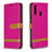 Leather Case Stands Flip Cover Holder B16F for Samsung Galaxy A20s Hot Pink