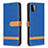 Leather Case Stands Flip Cover Holder B16F for Samsung Galaxy A22 5G Blue