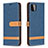 Leather Case Stands Flip Cover Holder B16F for Samsung Galaxy A22 5G Navy Blue