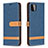 Leather Case Stands Flip Cover Holder B16F for Samsung Galaxy A22s 5G Navy Blue