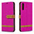 Leather Case Stands Flip Cover Holder B16F for Samsung Galaxy A70 Hot Pink