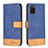 Leather Case Stands Flip Cover Holder B16F for Samsung Galaxy F02S SM-E025F Blue