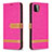 Leather Case Stands Flip Cover Holder B16F for Samsung Galaxy F42 5G Hot Pink