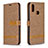 Leather Case Stands Flip Cover Holder B16F for Samsung Galaxy M01s Gold