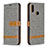 Leather Case Stands Flip Cover Holder B16F for Samsung Galaxy M01s Gray