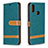 Leather Case Stands Flip Cover Holder B16F for Samsung Galaxy M01s Green