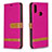 Leather Case Stands Flip Cover Holder B16F for Samsung Galaxy M01s Hot Pink