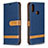 Leather Case Stands Flip Cover Holder B16F for Samsung Galaxy M01s Navy Blue