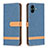 Leather Case Stands Flip Cover Holder B16F for Samsung Galaxy M04 Navy Blue