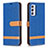 Leather Case Stands Flip Cover Holder B16F for Samsung Galaxy M14 5G Blue