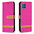 Leather Case Stands Flip Cover Holder B16F for Samsung Galaxy M32 4G Hot Pink