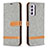 Leather Case Stands Flip Cover Holder B16F for Samsung Galaxy Quantum2 5G Gray