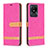 Leather Case Stands Flip Cover Holder B16F for Vivo Y02 Hot Pink