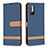 Leather Case Stands Flip Cover Holder B16F for Xiaomi POCO M3 Pro 5G Navy Blue