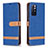 Leather Case Stands Flip Cover Holder B16F for Xiaomi Poco M4 Pro 5G Blue