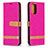 Leather Case Stands Flip Cover Holder B16F for Xiaomi Redmi Note 10 Pro 4G Hot Pink