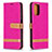 Leather Case Stands Flip Cover Holder B16F for Xiaomi Redmi Note 10S 4G Hot Pink