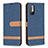Leather Case Stands Flip Cover Holder B16F for Xiaomi Redmi Note 10T 5G Navy Blue