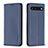 Leather Case Stands Flip Cover Holder B17F for Google Pixel 7 5G Blue