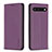 Leather Case Stands Flip Cover Holder B17F for Google Pixel 7 5G Purple