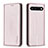 Leather Case Stands Flip Cover Holder B17F for Google Pixel 7 5G Rose Gold