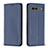 Leather Case Stands Flip Cover Holder B17F for Google Pixel 7a 5G Blue