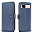 Leather Case Stands Flip Cover Holder B17F for Google Pixel 8a 5G Blue