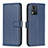 Leather Case Stands Flip Cover Holder B17F for Motorola Moto E13 Blue