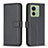 Leather Case Stands Flip Cover Holder B17F for Motorola Moto Edge (2023) 5G Black