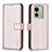 Leather Case Stands Flip Cover Holder B17F for Motorola Moto Edge (2023) 5G Rose Gold