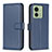 Leather Case Stands Flip Cover Holder B17F for Motorola Moto Edge 40 5G Blue