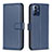 Leather Case Stands Flip Cover Holder B17F for Motorola Moto G Play (2023) Blue