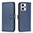 Leather Case Stands Flip Cover Holder B17F for Motorola Moto G23 Blue