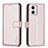 Leather Case Stands Flip Cover Holder B17F for Motorola Moto G73 5G Rose Gold