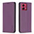 Leather Case Stands Flip Cover Holder B17F for Motorola Moto G84 5G Purple