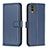 Leather Case Stands Flip Cover Holder B17F for Nokia C210 Blue