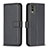 Leather Case Stands Flip Cover Holder B17F for Nokia C32 Black