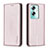 Leather Case Stands Flip Cover Holder B17F for Oppo A79 5G Rose Gold