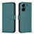 Leather Case Stands Flip Cover Holder B17F for Xiaomi Poco C65 Green