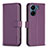 Leather Case Stands Flip Cover Holder B17F for Xiaomi Poco C65 Purple