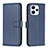 Leather Case Stands Flip Cover Holder B17F for Xiaomi Redmi 12 4G Blue