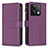 Leather Case Stands Flip Cover Holder B17F for Xiaomi Redmi Note 13 5G Purple