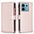 Leather Case Stands Flip Cover Holder B17F for Xiaomi Redmi Note 13 Pro 5G Rose Gold