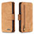 Leather Case Stands Flip Cover Holder B18F for Samsung Galaxy A30S Brown