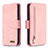 Leather Case Stands Flip Cover Holder B18F for Samsung Galaxy A30S Rose Gold