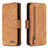 Leather Case Stands Flip Cover Holder B18F for Samsung Galaxy A31 Brown