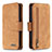 Leather Case Stands Flip Cover Holder B18F for Samsung Galaxy M40S Brown