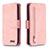 Leather Case Stands Flip Cover Holder B18F for Samsung Galaxy M40S Rose Gold