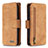 Leather Case Stands Flip Cover Holder B18F for Samsung Galaxy M60s Brown